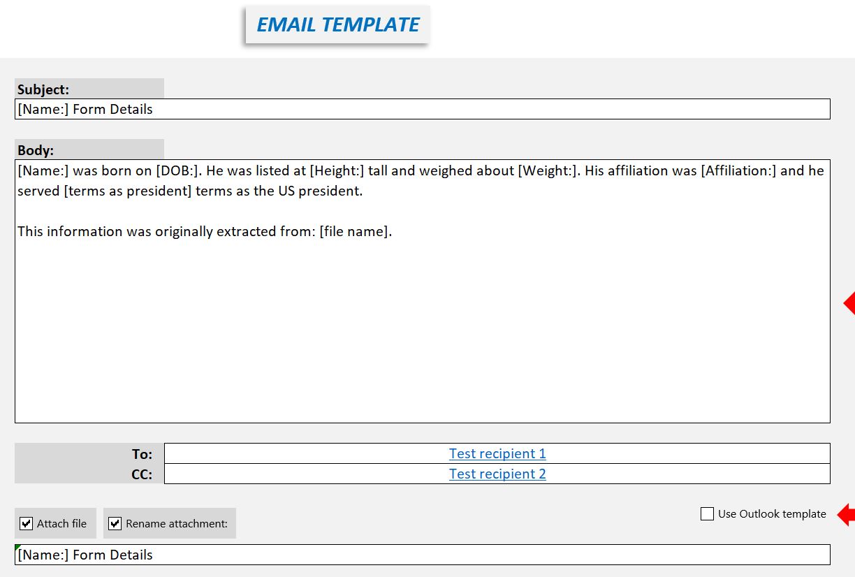 Customizable Email template for Outlook automation and batch emailing