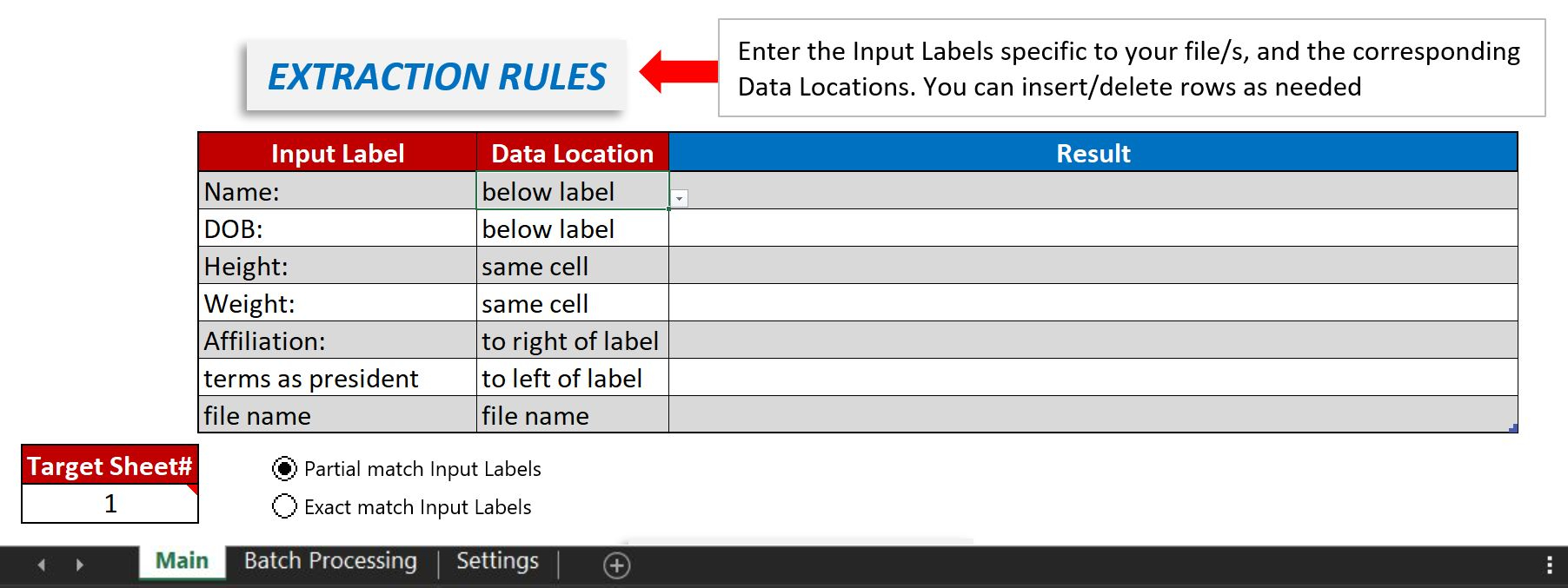 Setting custom rules to extract data from your unique files