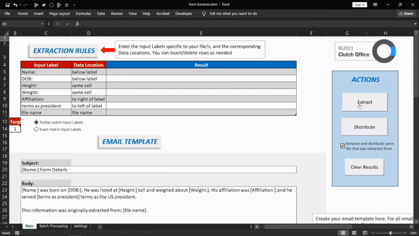 Extracting data from several forms and creating emails filling in the data