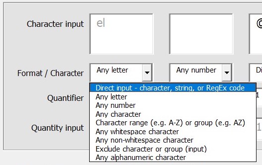 Excel Mega Search character types