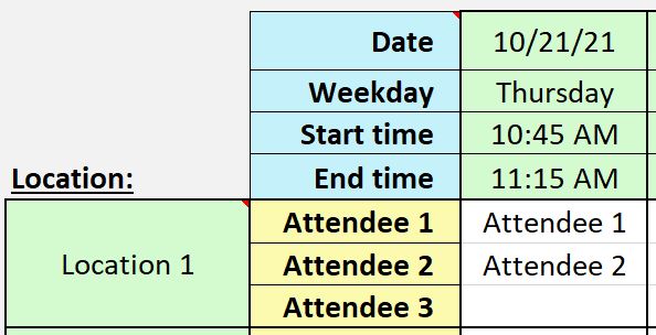 Excel speed dating scheduler - set custom locations