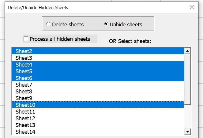Excel hidden sheet manager tool